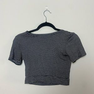 Black and white striped crop